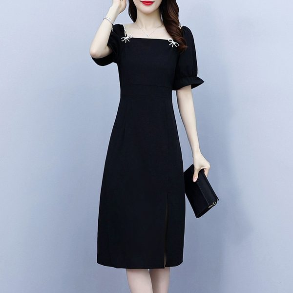 เดรสคนอ้วน เดรสสาวอวบ ชุดเดรสคนอ้วนวัยรุ่นแขนสั้น BY PLUS SIZE Girl