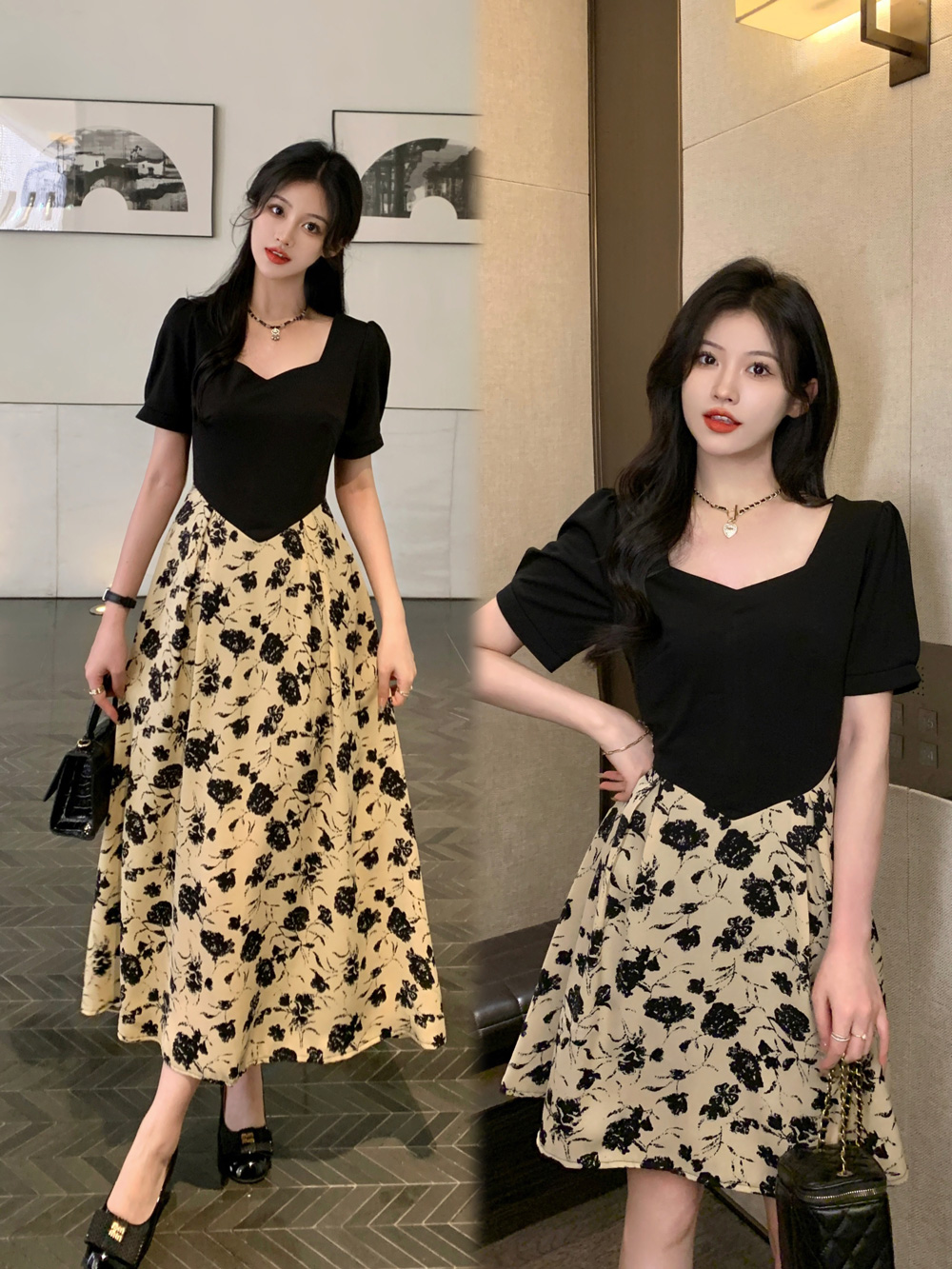 เดรสแขนสั้น มีไซส์ L-4XLอก 38-47 นิ้ว ใส่ได้ทั้งสาวหุ่นดีน่ารักจนถึงสาวอวบพลัสไซส์ จัดส่งฟรี! ทักแชทสั่งซื้อ