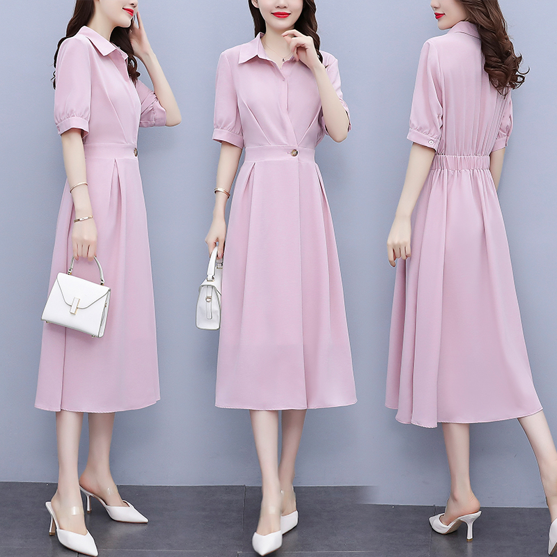 เดรสแขนสั้น มีไซส์ L-4XLอก 38-47 นิ้ว ใส่ได้ทั้งสาวหุ่นดีน่ารักจนถึงสาวอวบพลัสไซส์