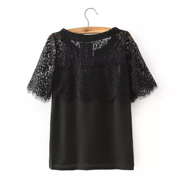 Blouse3507 เสื้อแต่งลูกไม้ช่วงอกและแขน ผ้าชีฟองเนื้อหนาสีพื้น งานน่ารัก แมทช์กับขาสั้นหรือขายาวก็ดูดีไม่แพ้กัน