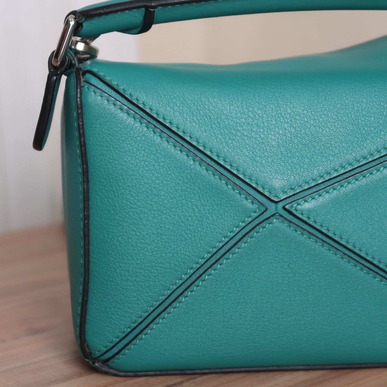 Loewe Emerald Green Calfskin Puzzle Mini SHW