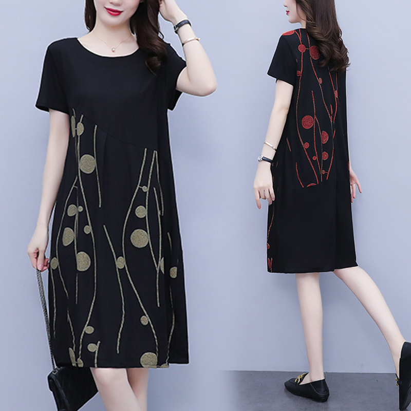เดรสแขนสั้น มีไซส์ L-5XLอก 38-48 นิ้ว ใส่ได้ทั้งสาวหุ่นดีน่ารักจนถึงสาวอวบพลัสไซส์