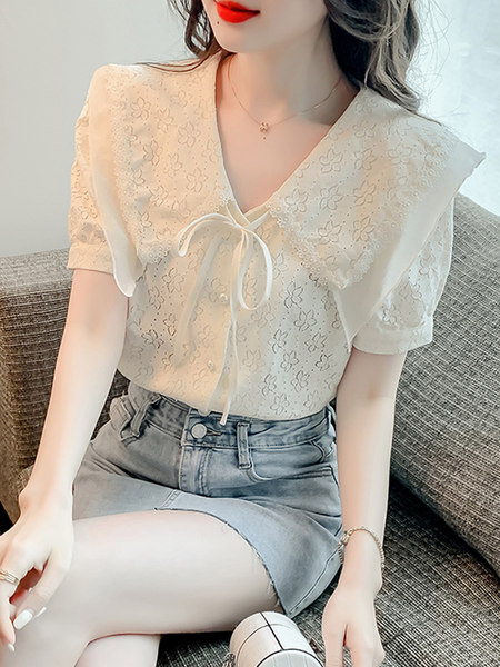 เสื้อลูกไม้ แขนสั้น