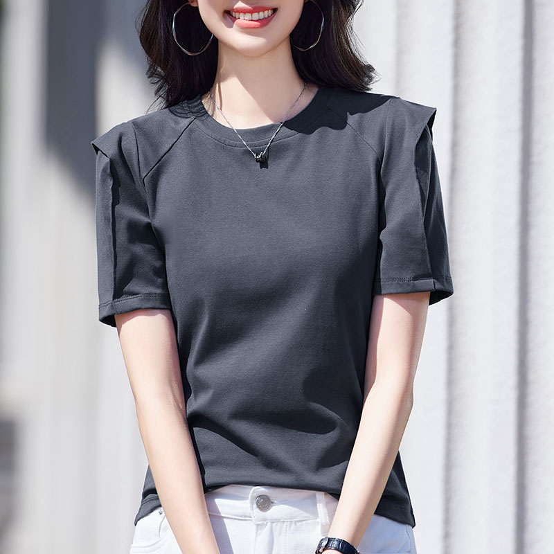 เสื้อยืดสีดำ แฟชั่น เสื้อยืด T-shirt สีดำ สวมใส่สบาย ไม่ร้อน