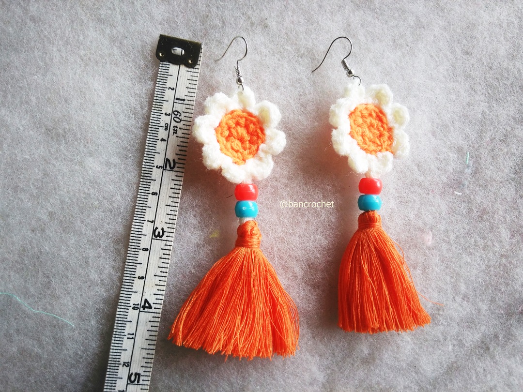 ต่างหูถักโครเชต์ crochet earrings หลากสี 4-6 นิ้ว