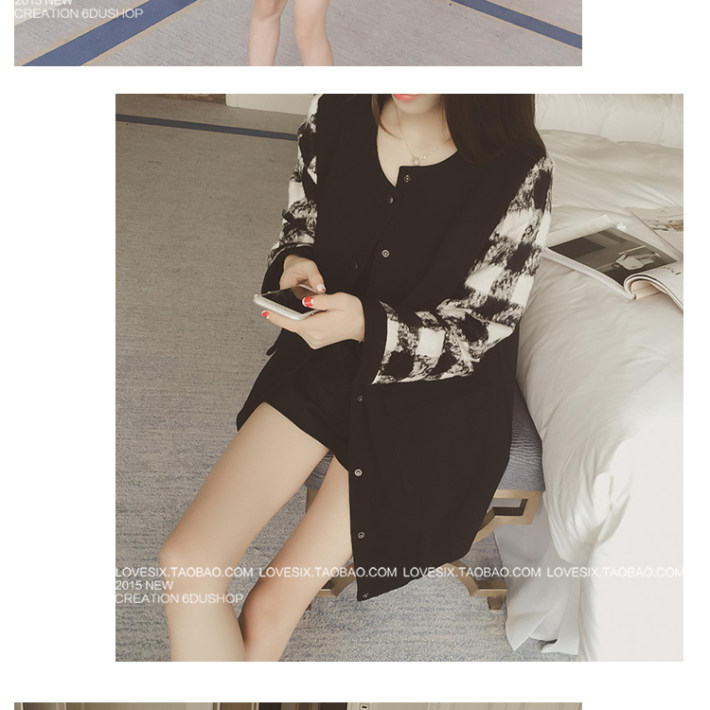 เสื้อกันหนาว สไตล์เกาหลี แต่งผ้าขนลายสก๊อตที่แขนนิ่ม ผ้าใยสังเคราะห์ เนื้อนุ่มลื่น แบบเก๋ พร้อมส่ง BLACK