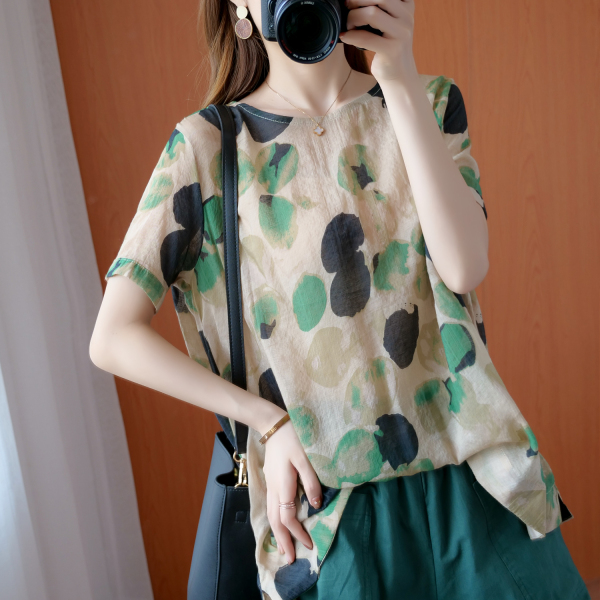 เสื้อผ้าฝ้าย เสื้อผ้าลินิน สไตล์ฤดูร้อน BY Lian Zhi Cotton and linen art สไตล์VINTAGE มีขนาดไซส์อกประมาณ 35-40 นิ้ว