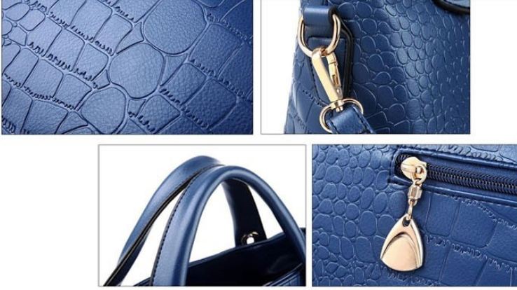 กระเป๋าถือผู้หญิง กระเป๋าสะพาย กระเป๋าใส่เศษสตางค์ ซื้อ 1 ได้ 3 ใบ Set กระเป๋าถือ ผู้หญิง หนัง Pu พิมพ์ลายหัวใจ สีน้ำเงิน ดำ เหลือง 521000