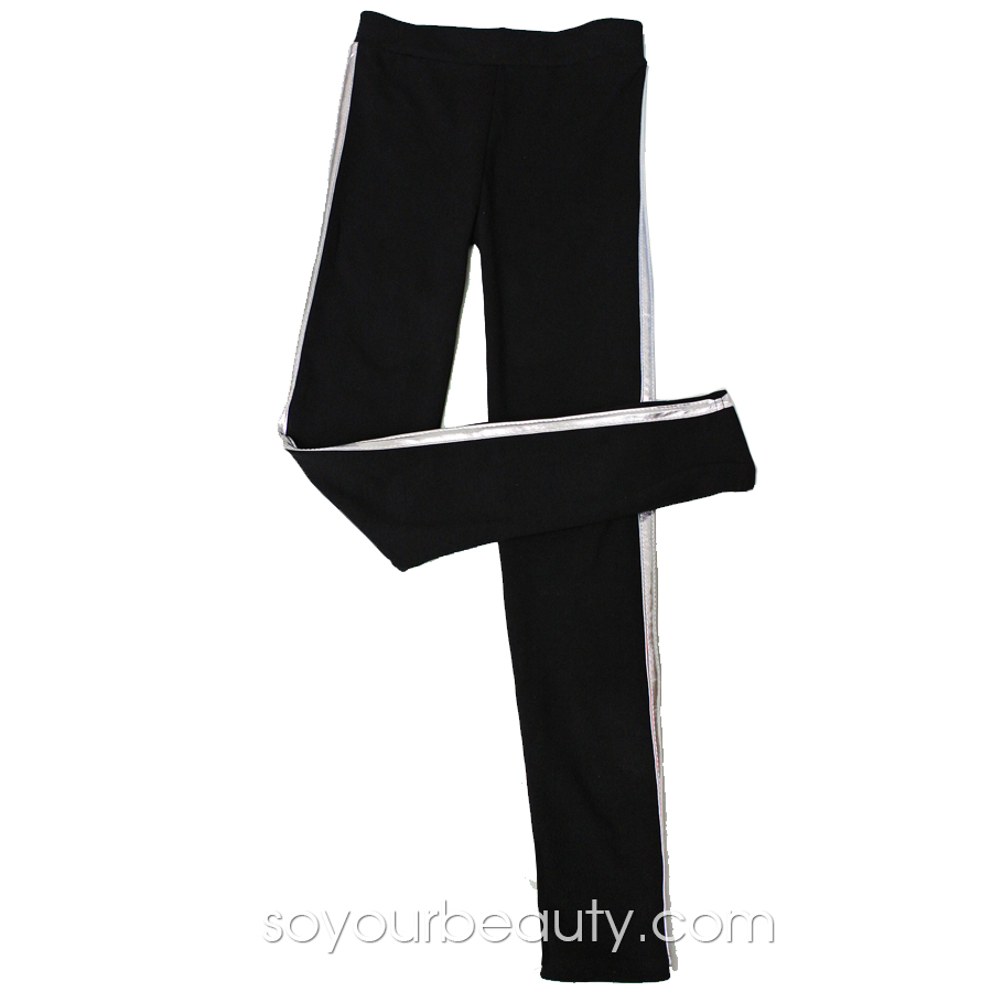 กางเกงเลคกิ้ง แถบข้างสีเงิน
