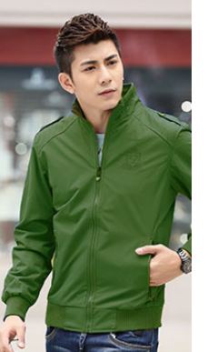 เสื้อ แจ็คเก็ต ผู้ชายแขนยาว เสื้อกันลม ผ้า 2 ชั้น Nylon,Polyester สีเขียวอ่อน สีสว่าง สไตล์เกาหลี เสื้อ Jacket แขนยาว สิงห์นักบิด เท่ ๆ 580383