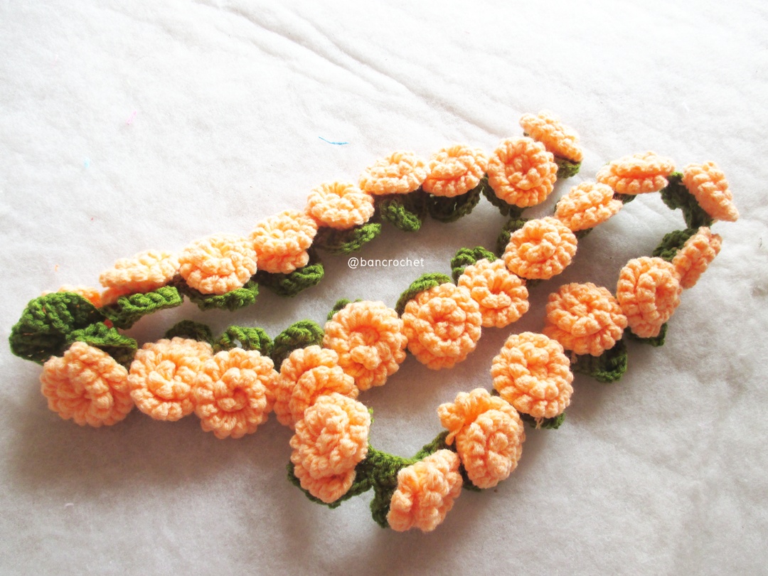 Bancrochet ดอกไม้ถัก สายประดับดอกไม้ ประดับ Crochet Flowers หลากสี 60 cm