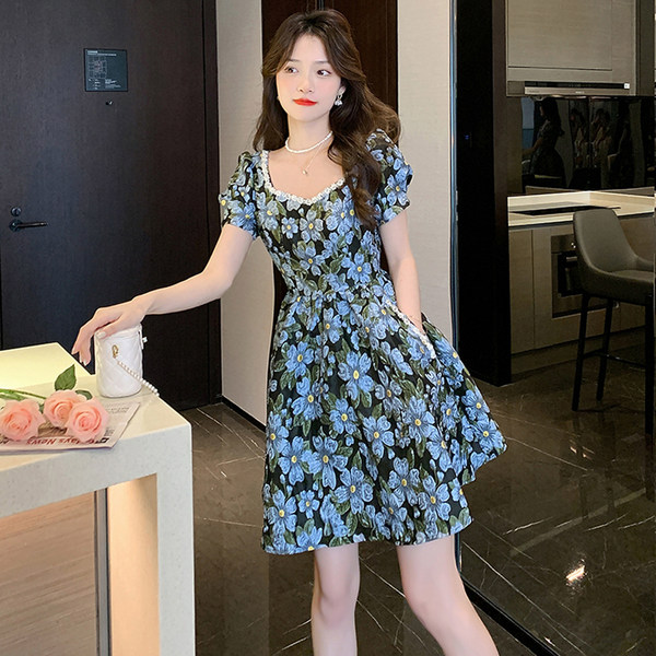เดรสลูกไม้ เดรสชีฟองสวยๆ แขนสั้น By Meiyi women's clothing