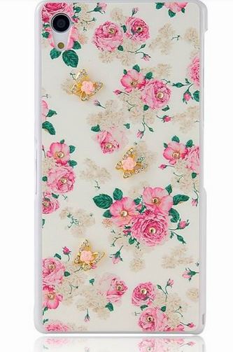 เคส SONY Xperia Z2 D6503 D6502 เคส เพนท์ลาย ดอกกุหลาบ สีชมพู หวาน ๆ เพิ่มมิติ ด้วยการติดเพชร ในดอกกุหลาบ สวย ๆ ค่ะ 101572