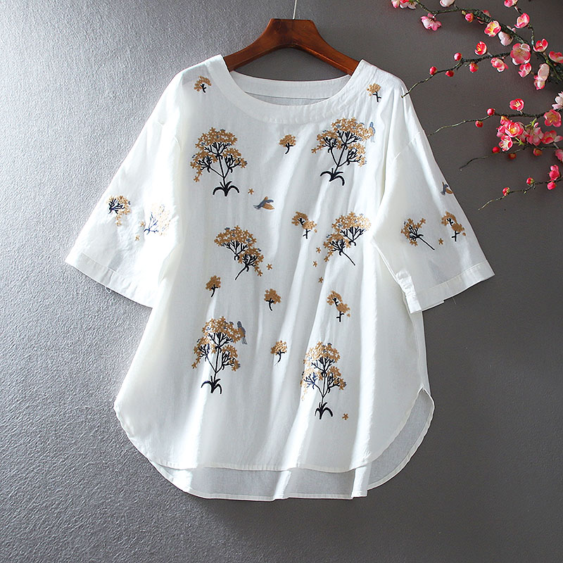 เสื้อลินิน เสื้อผ้าฝ้ายลินิน เสื้อเชิ้ตผ้าลินิน ปักลายสวยๆด้วยด้าย สไตล์VINTAGE BY Dreamroom