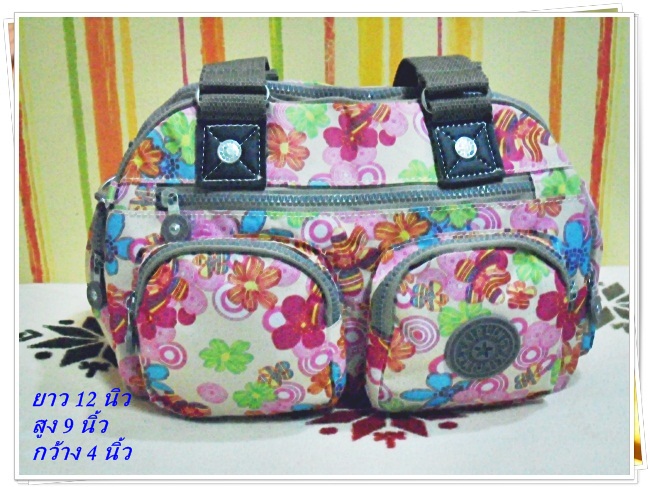 กระเป๋าถือ กระเป๋าสะพาย Kipling ลายดอกไม้สีชมพู K111
