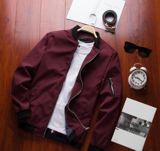 เสื้อแจ็คเก็ตเท่ ๆ เสื้อกันลม เสื้อ jacket ผ้า polyester สีพื้น แบบสวย ดีไซน์ ซิป ที่แขน เสื้อ jacket วัยรุ่น ซิปหน้า แบบเท่ ๆ 510146