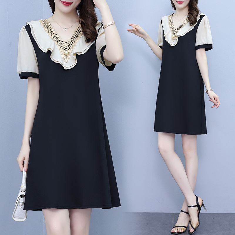เดรสแขนสั้น มีไซส์ L-4XLอก 38-47 นิ้ว ใส่ได้ทั้งสาวหุ่นดีน่ารักจนถึงสาวอวบพลัสไซส์