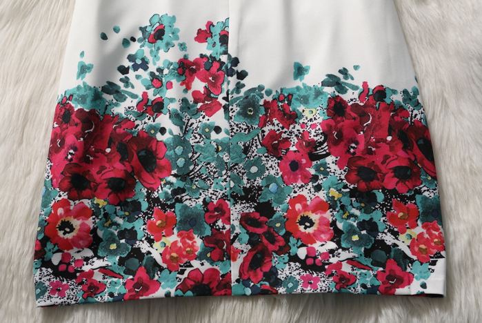 เดรสสีขาว แขนยาว เดรส แฟชั่น Hollywood เดรส Print ลายดอกไม้ ด้านล่าง แสนสวย เดรสไฮโซ ใส่ออกงาน ใส่เที่ยว ได้ทุกงาน 53239