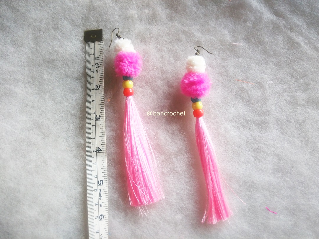 Bancrochet ต่างหูถักโครเชต์ crochet earring หลากสี 4-6 นิ้ว