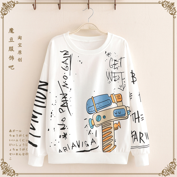 เสื้อผ้าสไตล์ญี่ปุ่น เสื้อกันหนาว เสื้อกันหนาวแขนยาววัยรุ่นคิกขุ