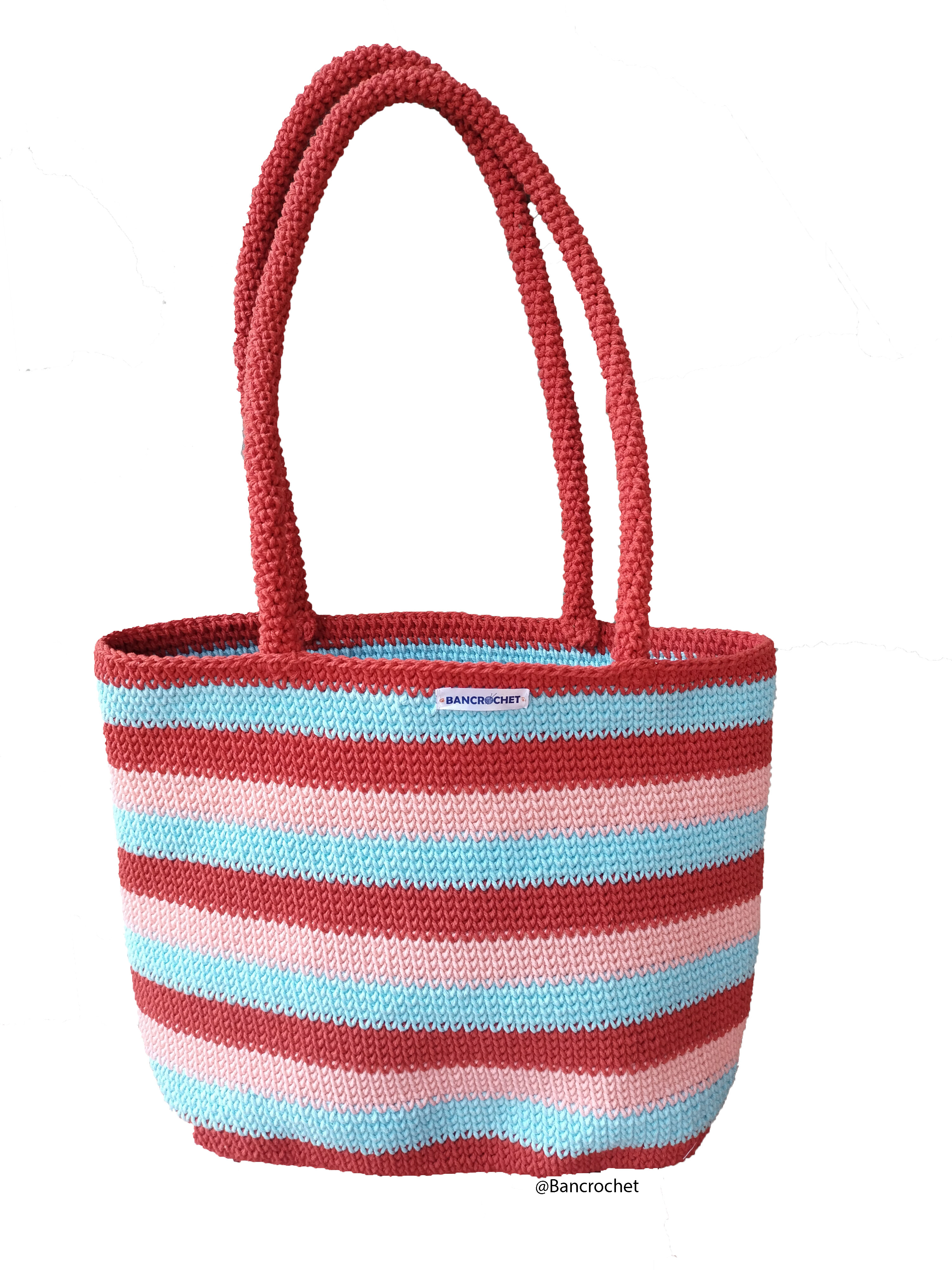 Bancrochet กระเป๋าถักโครเชต์ crochet bag หลากสี 24*32*9 สาย29 cm
