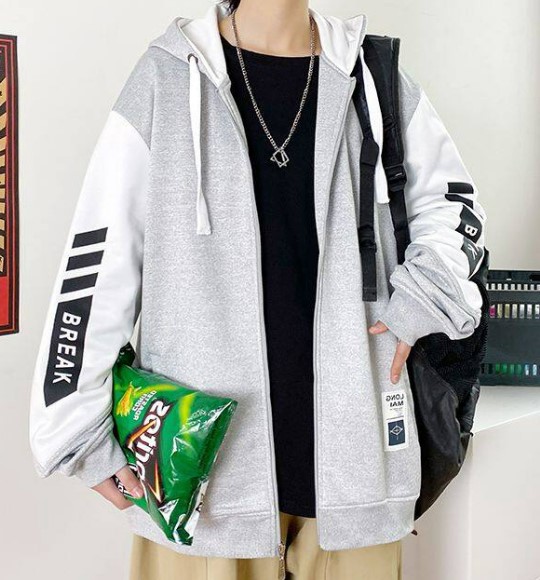 เสื้อกันหนาว เสื้อ Jacket แบบมีฮู้ด Jacket วัยรุ่น ใส่หลวม ๆ ผ้าไม่หนามาก ใส่คลุม ทับเสื้อ สบาย ๆ 619364