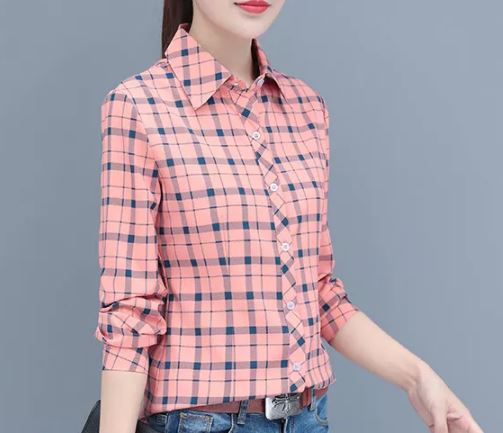 เสื้อเชิ้ตผู้หญิง เสื้อเชิ้ต แฟชั่น ลายสก็อต ใส่ทำงาน แบบสวย ดีไซน์เท่ เสื้อเชิ้ต แขนยาว แฟชั่นมาใหม่ 274583
