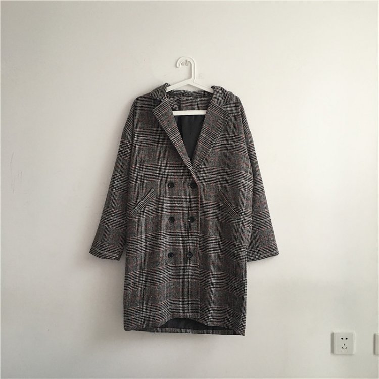 Korea Minimal Coat เสื้อคลุมกันหนาว ตัวยาว สไตล์เกาหลี ผ้าทอลายสก๊อต บุซับในกันลม