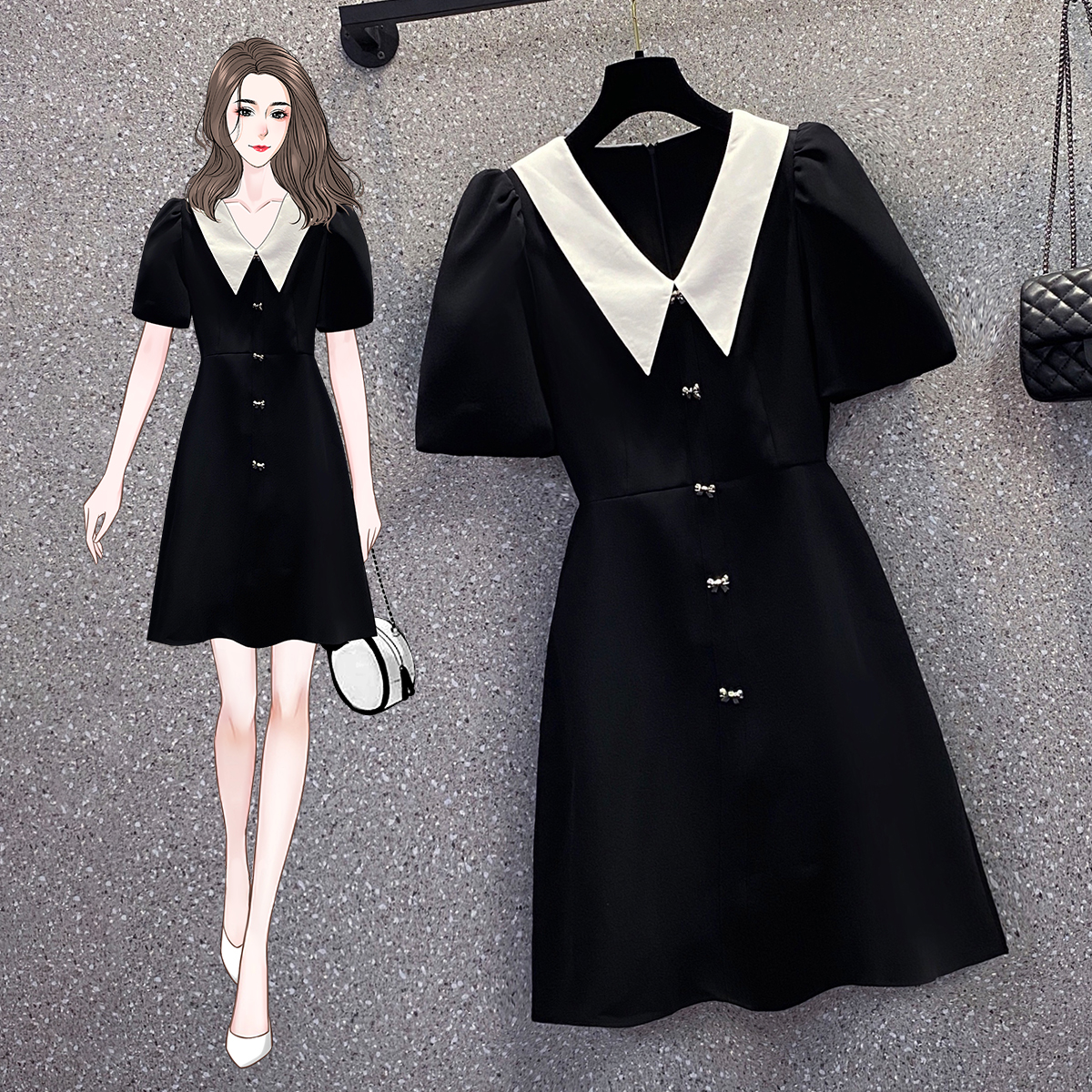 เดรสแขนสั้น มีไซส์ L-4XLอก 38-47 นิ้ว ใส่ได้ทั้งสาวหุ่นดีน่ารักจนถึงสาวอวบพลัสไซส์