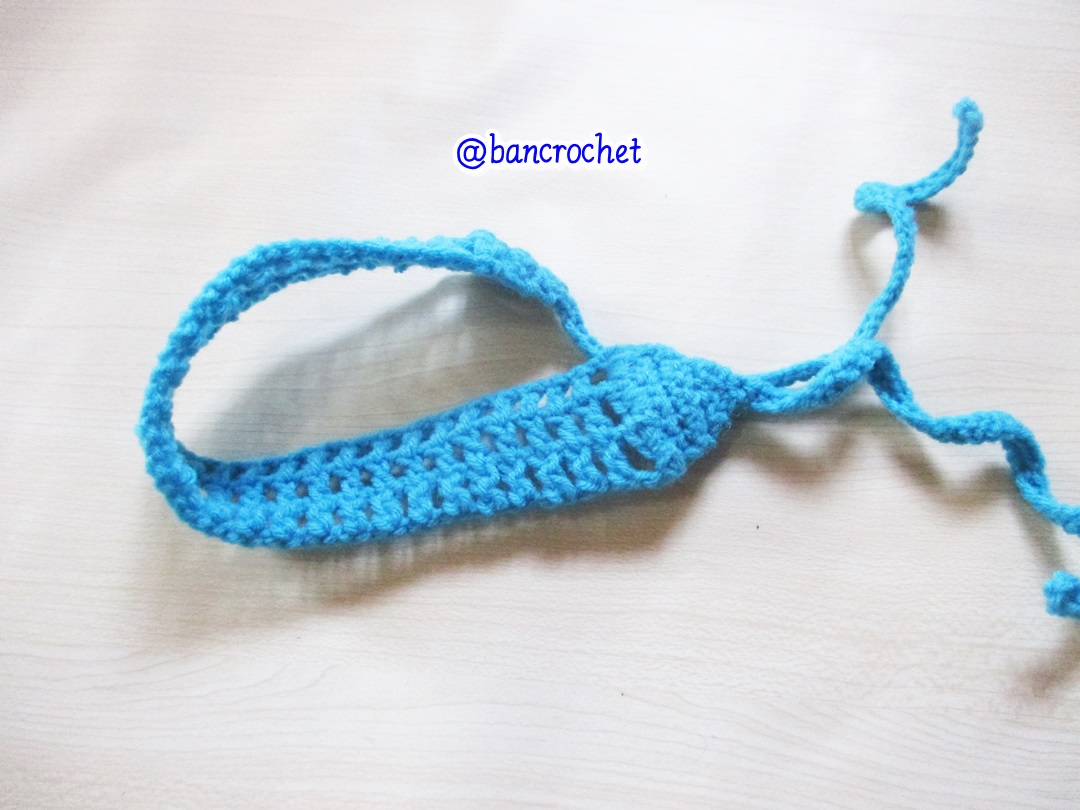 Bancrochet ที่คาดผมถักโครเชต์ crochet headband ฟ้าเข้ม 1-1.5*13 inch