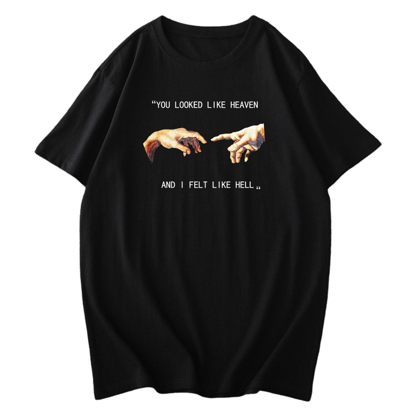 Blouse3984 เสื้อยืดไซส์ใหญ่/เสื้อโอเวอร์ไซส์สีดำลายเท่ๆ งานพิมพ์ดิจิตอลสีสวยคมชัด ผ้าคอตตอนโพลีเนื้อดีนุ่มใส่สบายยืดหยุ่นสูง แมทช์ง่ายใส่กับขาสั้นหรือขายาวก็ดูดีไม่แพ้กัน