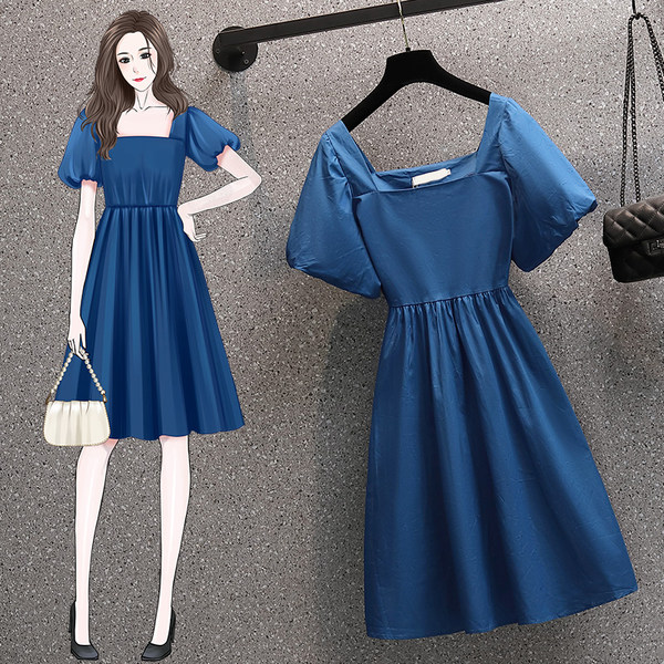 เดรสคนอ้วน เดรสสาวอวบ ชุดเดรสคนอ้วนวัยรุ่นแขนสั้น BY PLUS SIZE Girl