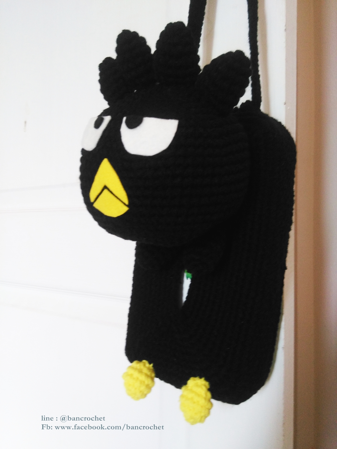 กล่องกระดาษทิชชูถักโครเชต์แบดแบดมารุ (bad badtz maru tissue box crochet cover)