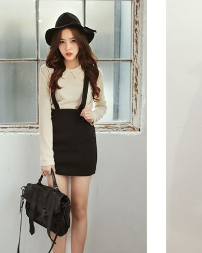 พร้อมส่ง - สีดำ เอี๊ยมกระโปรง น่ารักๆ ดำ