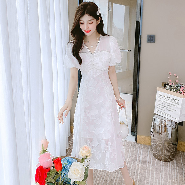 เดรสลูกไม้ เดรสชีฟองสวยๆ แขนสั้น By Meiyi women's clothing