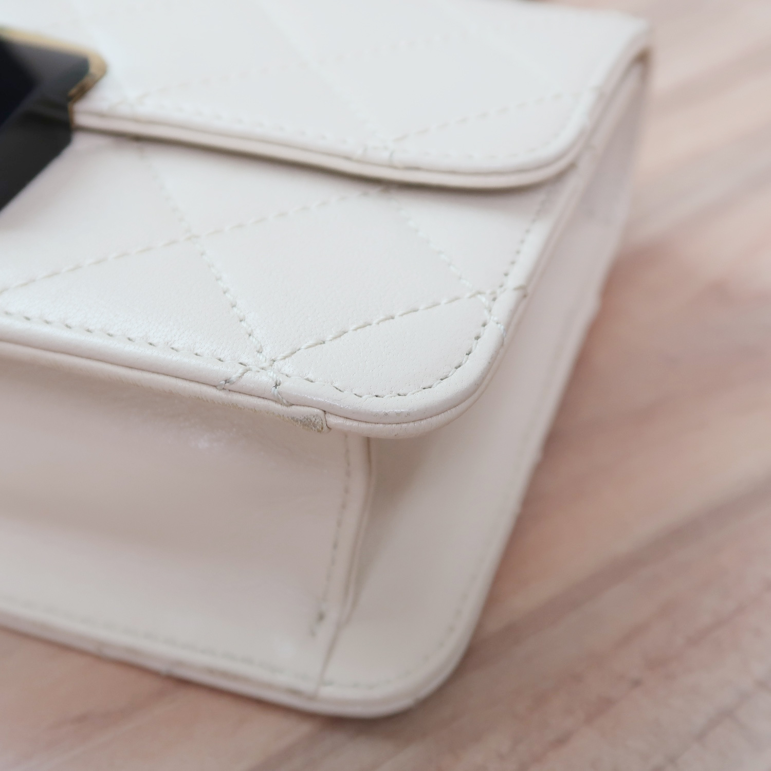 Chanel Ivory Sheepskin Quilted Mini Beauty Lock Flap Bag GHW