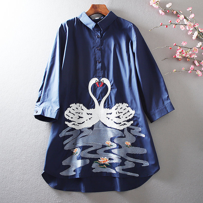 เสื้อลินิน เสื้อผ้าฝ้ายลินิน เสื้อเชิ้ตผ้าลินิน ปักลายสวยๆด้วยด้าย สไตล์VINTAGE