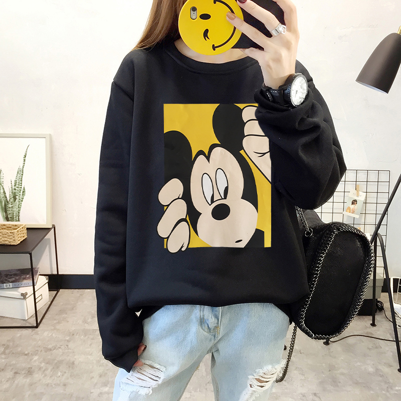 Blouse3804 เสื้อสเวตเตอร์แขนยาวลายมิกกี้เม้าส์ ผ้าคอตตอนกำมะหยี่เนื้อดีหนานุ่มยืดหยุ่นสูงใส่สบาย งานน่ารักแมทช์ง่าย