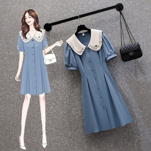 เดรสคนอ้วน เดรสสาวอวบ ชุดเดรสคนอ้วนวัยรุ่นแขนสั้น BY PLUS SIZE Girl