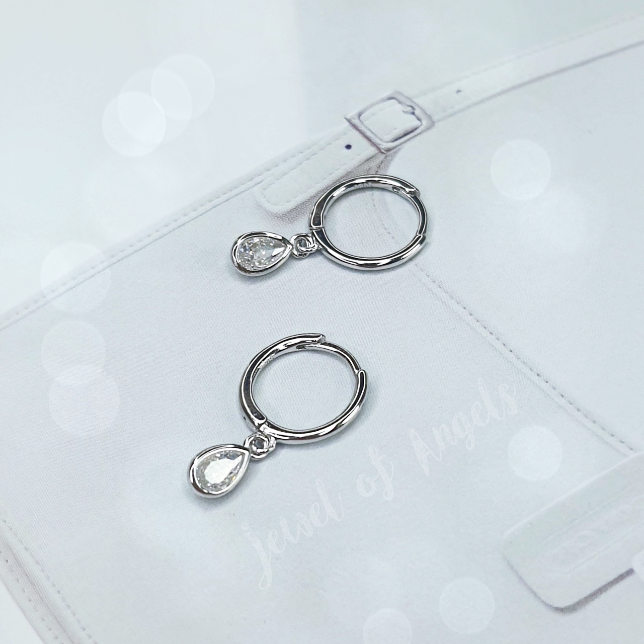ต่างหูห่วงเงินแท้ S925 รุ่น Mist ต่างหูห่วงเล็ก เพชรCZรูปหยดน้ำ สีเงิน สีทอง Silver925