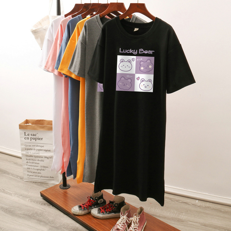 เดรสสไตล์เสื้อยืด S-3XL(อกเสื้อยืด 43- 51 นิ้ว)ใส่สบายๆอยู่บ้าน ใส่นอน