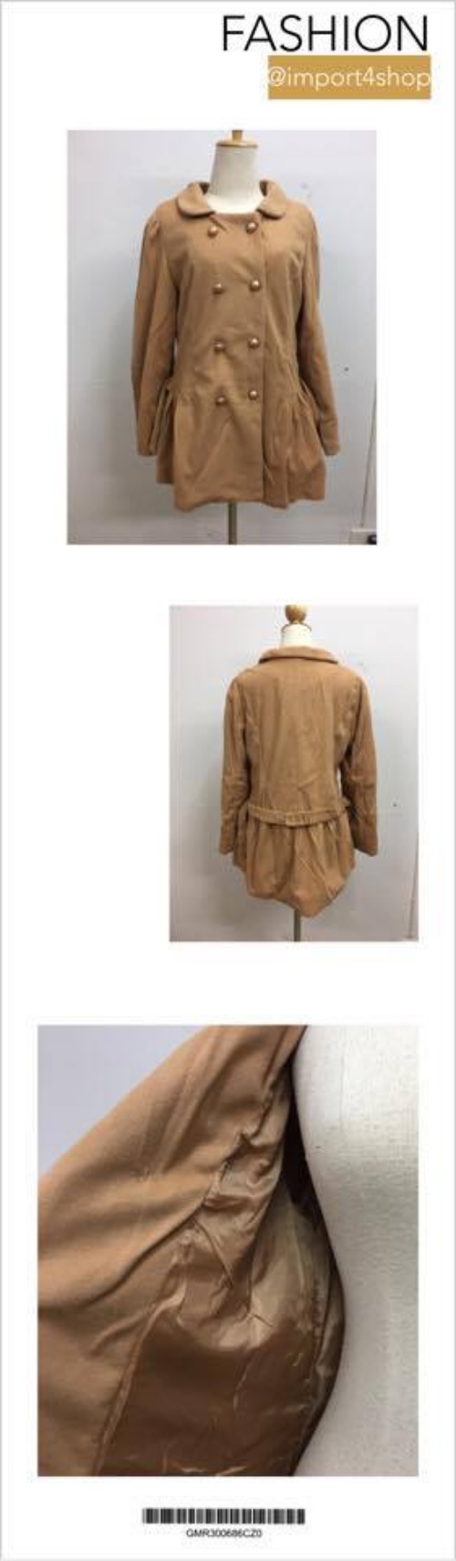 LADY COAT เสื้อโค้ทกันหนาว ทรงหวานๆ สไตล์เกาหลี พร้อมส่ง CAMEL
