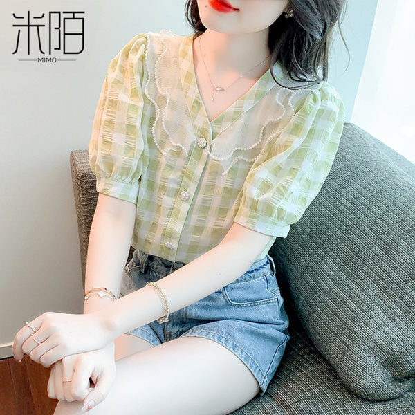 เสื้อลูกไม้ แขนสั้น