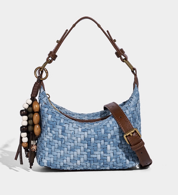 กระเป๋าแฟชั่น ผ้ายีนส์ แบบวัยรุ่น ผู้หญิง กระเป๋าสะพายข้าง ผ้ายีนส์ ลายสาน แฟชั่นใหม่ อินเทรนด์ 775304