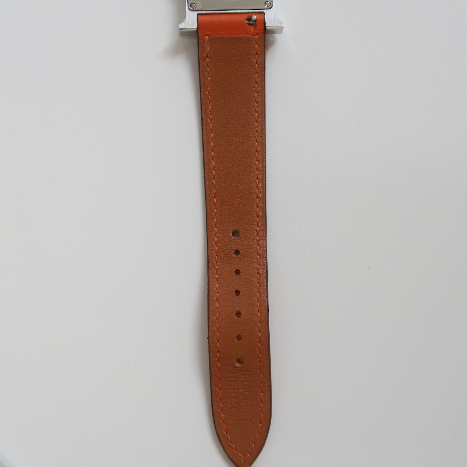 Hermes White Enamel Orange Swift H Hour PM Watch