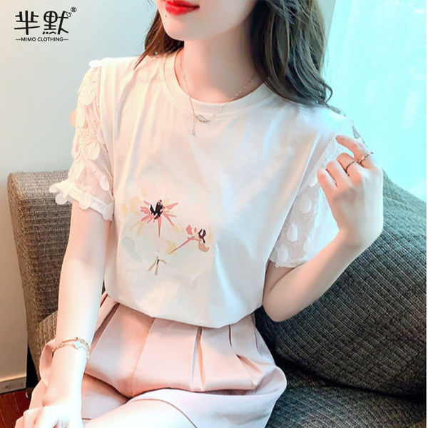 เสื้อลูกไม้ แขนสั้น