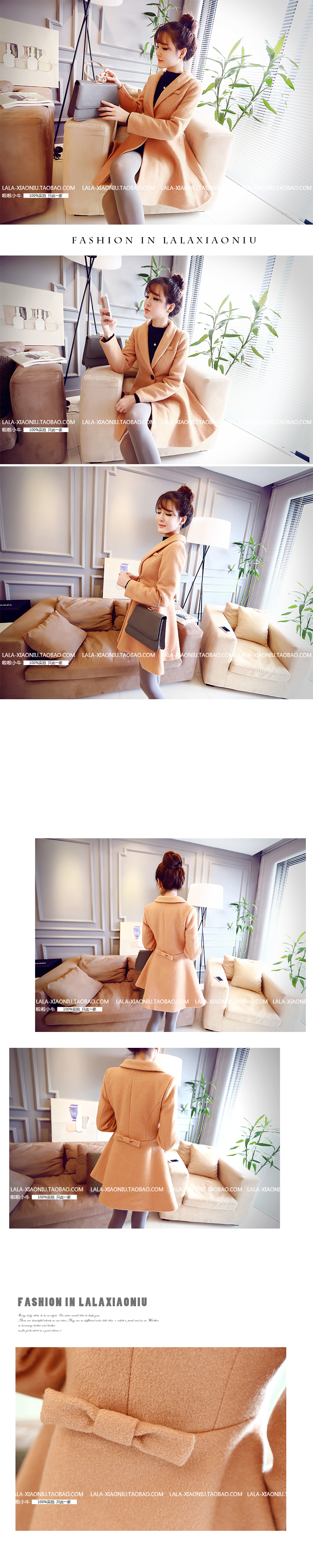 เสื้อโค้ทกันหนาว ทรงหวานๆ สไตล์เกาหลี ผ้าวูผสมสำลี เนื้อไม่บาง บุซับในกันลม CAMEL/NAVY