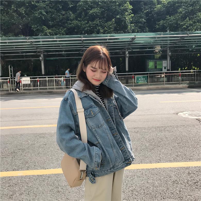 แจ็กเก็ต ฮู้ดผ้า น่ารัก ทรงสวย สียีนส์อ่อน พร้อมส่งจ้า same pic