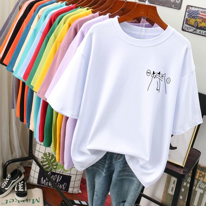 เสื้อยืดคอตตอน สกรีนลายน่ารัก มีหลากหลายสี ส่งฟรีทั่วไทย BY JIMIAO