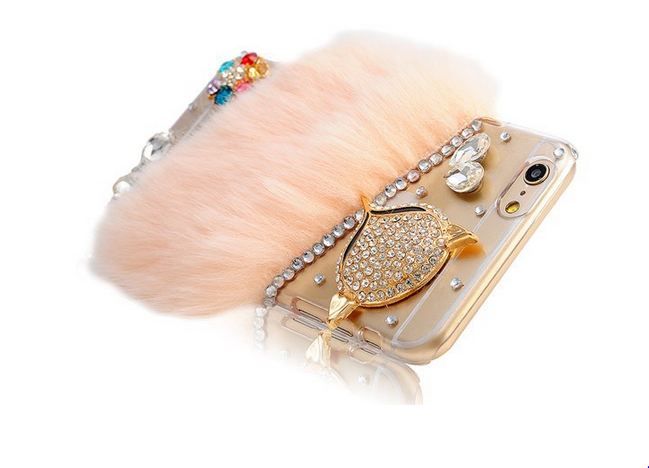 เคส iPhone 6 Plus 5.5 นิ้ว เคสขนมิ้ง ขนเฟอร์ เคสไฮโซ แบบเว่อร์ ๆ ติดคริสตัล หน้า สุนัขจิ้งจอก สุดหรู โทนสีส้ม เข้ากับ iphone สีทอง 340528